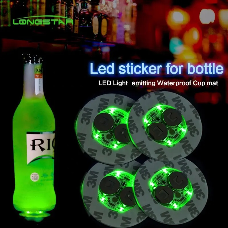 Luminous Coaster Wine Bottle LED Cocktail Glass EVA Cup Sticker with Switch Coaster