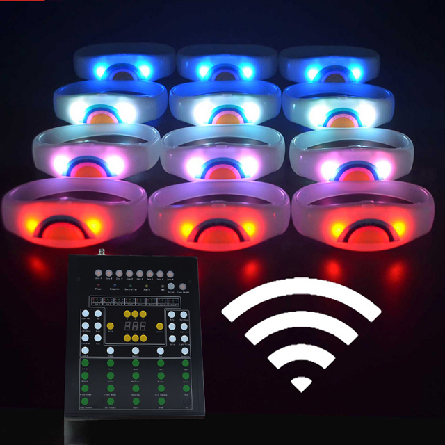 LSRM01 New Products Custom Programmable Remote Controlled Flashing Led Silicone Bracelet Radio Control DMX Rfid Light Up Wristband