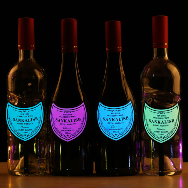 LSEL01 Nightclub Waterproof Customized Design Led Champane Vodka Wine EL Bottle Label