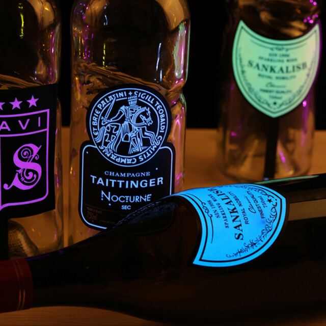 LSEL01 Nightclub Waterproof Customized Design Led Champane Vodka Wine EL Bottle Label