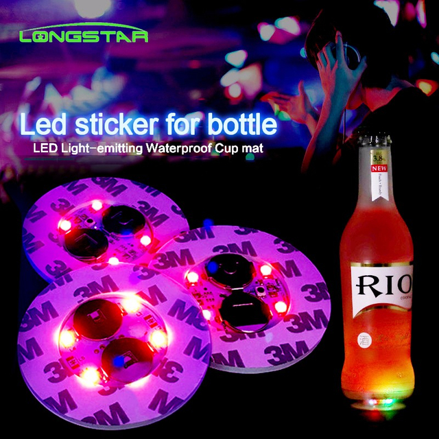 EVA01 Hot Popular Bar Product Led Sticker Coaster Light Up Mini Led Bottle Light Sticker 3M Glow Bottle Lights 