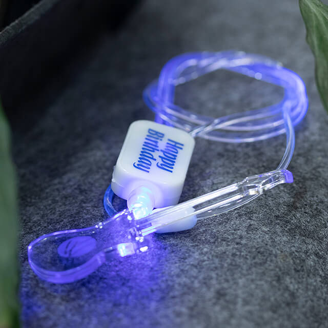 LSLY01 Event Customized Shape Glow in Dark Light Up Necklace Card Holder Led Lanyard