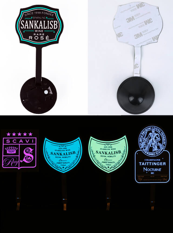 EL01 Nightclub Waterproof Customized Design Led Champane Vodka Wine EL Panel Led Wine Bottle Label