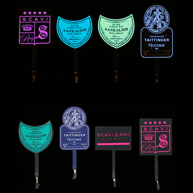LSEL01 Nightclub Waterproof Customized Design Led Champane Vodka Wine Bottle El Lighting Wine Label Sticker