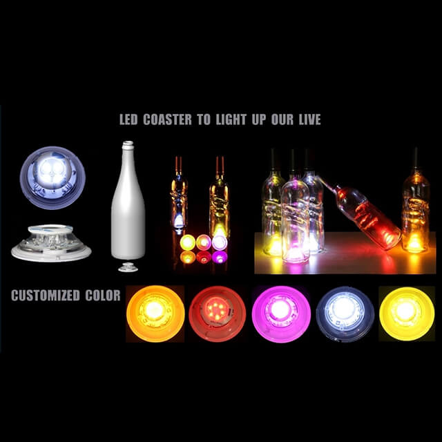 LSCT01 Waterproof Vodka Wine Champagne Whiskey LED Sticker Coaster Bottle Light 