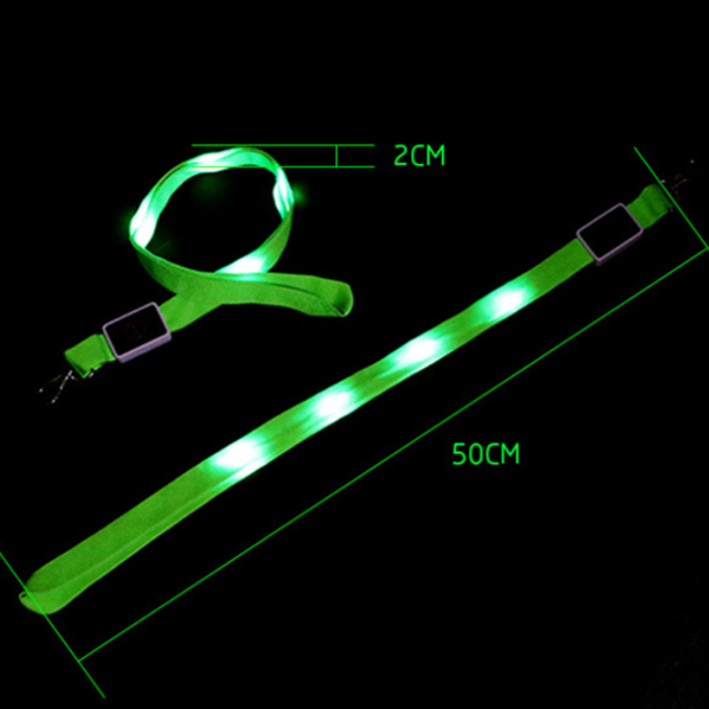 LSLY002 Event Customized Print Logo Ribbon Glow in Dark ID Card Holder LED Necklace Lanyard