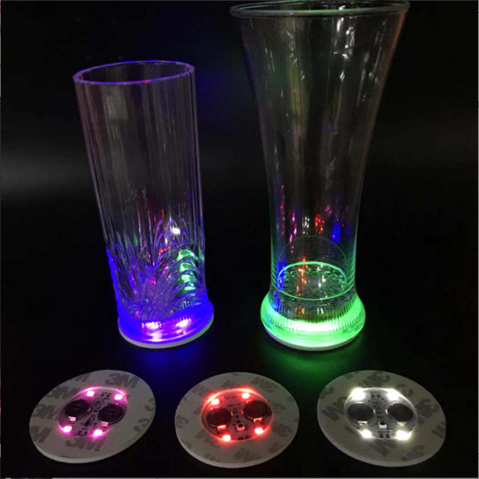 Luminous Coaster Wine Bottle LED Cocktail Glass EVA Cup Sticker with Switch Coaster