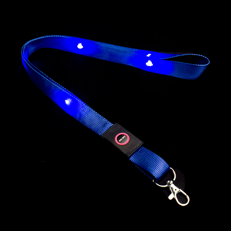 LSLY002 Event Customized Print Logo Ribbon Glow in Dark ID Card Holder LED Necklace Lanyard