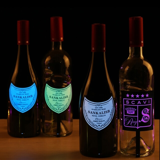 LSEL01 Nightclub Party Factory Supplier Colorful Customized LED Champagne Sticker Wine EL Bottle Label