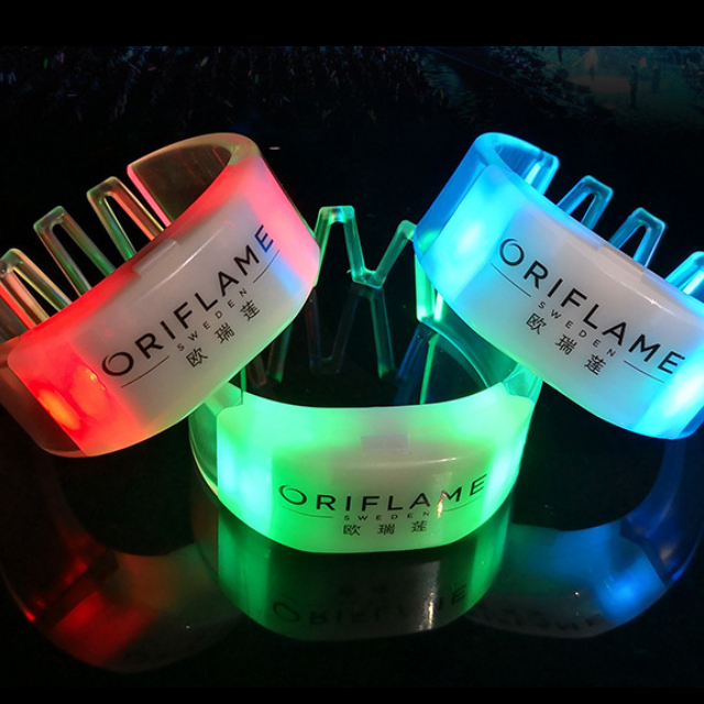 LSRM03 Free Sample Customize Logo Printed Led Silicon Bracelet Remote Controlled Led Bracelet 